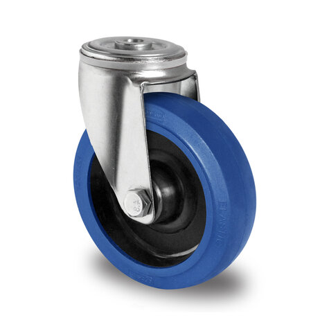 swivel castor with bolt hole,  125 mm