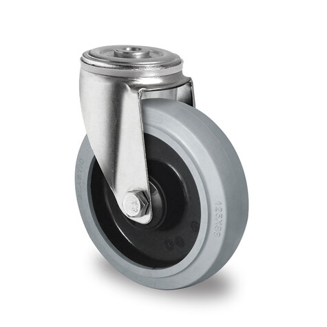 swivel castor with bolt hole,  125 mm