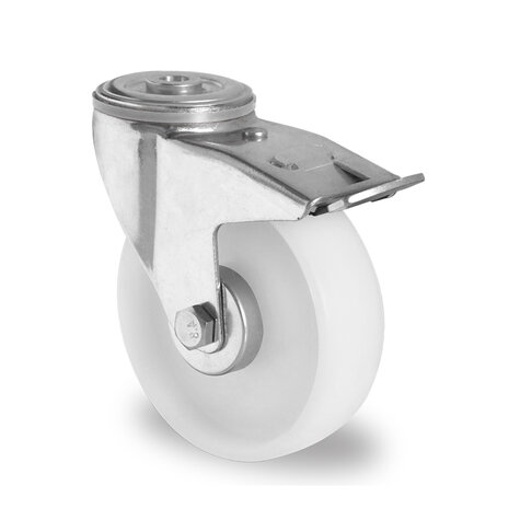 swivel castor with bolt hole and total brake,  100 mm