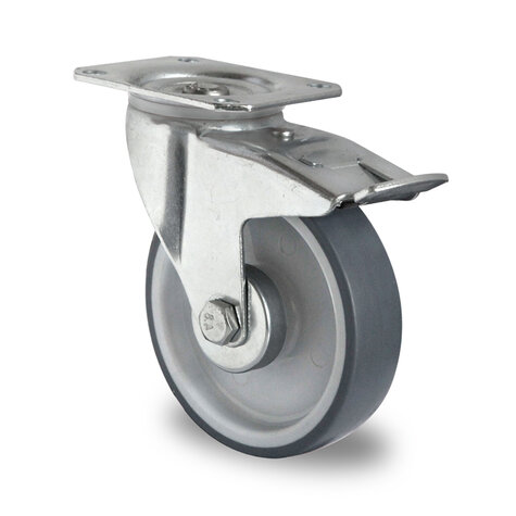 swivel castor,  160 mm with total brake