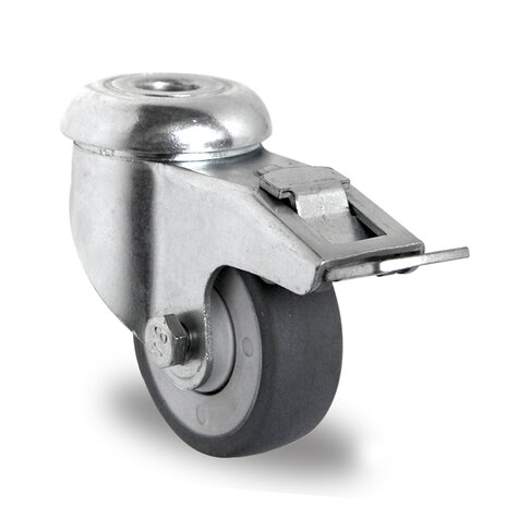 swivel castor with bolt hole and total brake,  50 mm