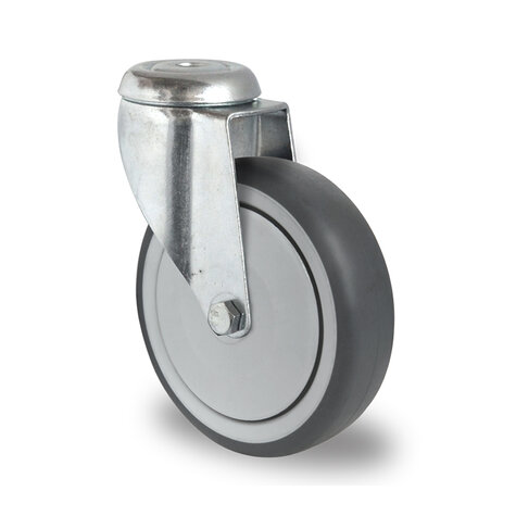 swivel castor with bolt hole,  150 mm