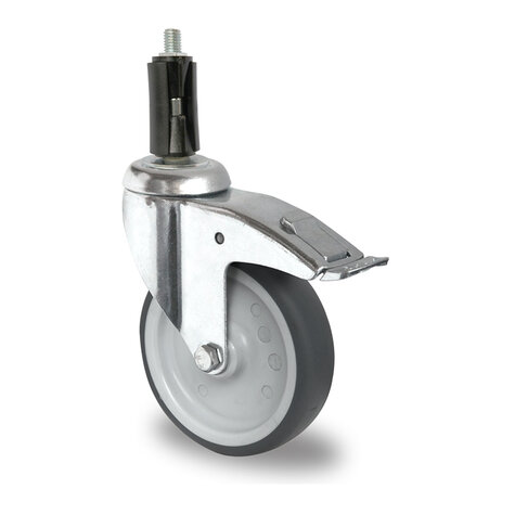 swivel castor with bolt hole and total brake,  100 mm