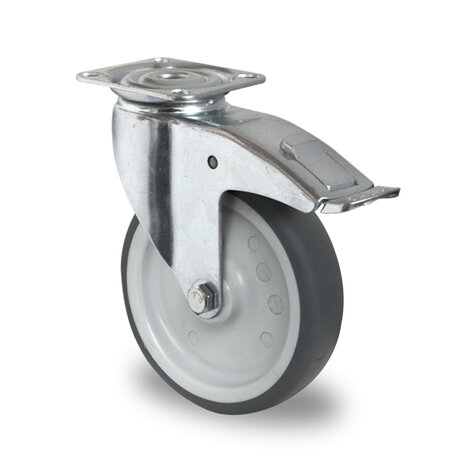 swivel castor,  125 mm with total brake