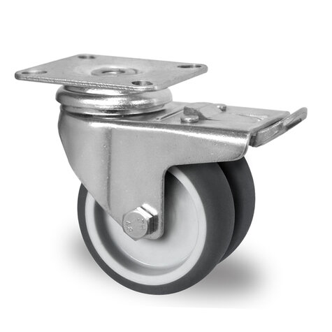 swivel castor,  75 mm with total brake