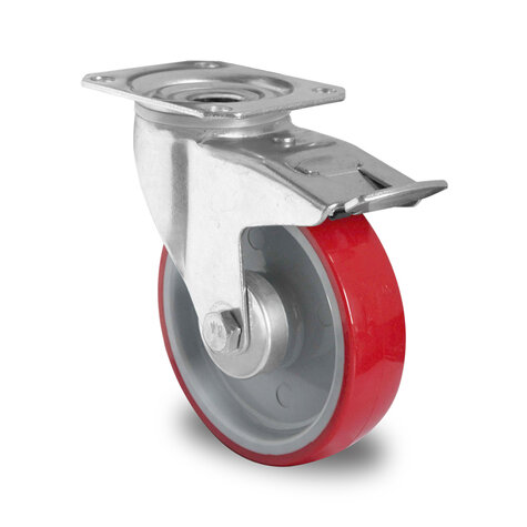 swivel castor,  100 mm with total brake