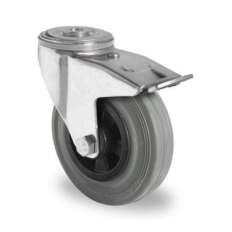 swivel castor with bolt hole and total brake,  80 mm