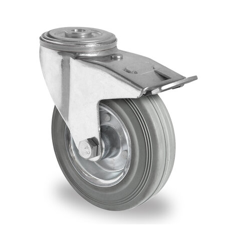 swivel castor with bolt hole and total brake,  100 mm