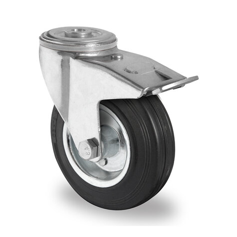 swivel castor with bolt hole and total brake,  100 mm