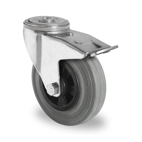 swivel castor with bolt hole and total brake,  125 mm