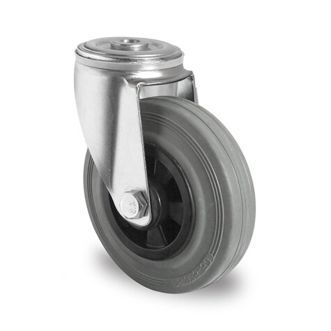 swivel castor with bolt hole,  125 mm