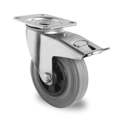 swivel castor,  80 mm with total brake