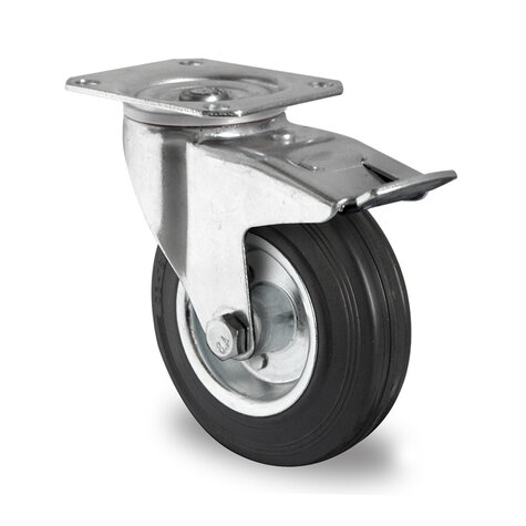 swivel castor,  200 mm with total brake